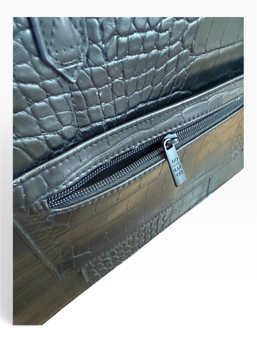 BÉIS The Work Tote Black Croc Embossed Laptop Travel Bag Standard Size - Picture 5 of 10